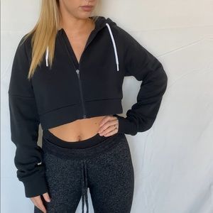 Gymshark Legacy Fitness Crop Zip Hoodie - Black
